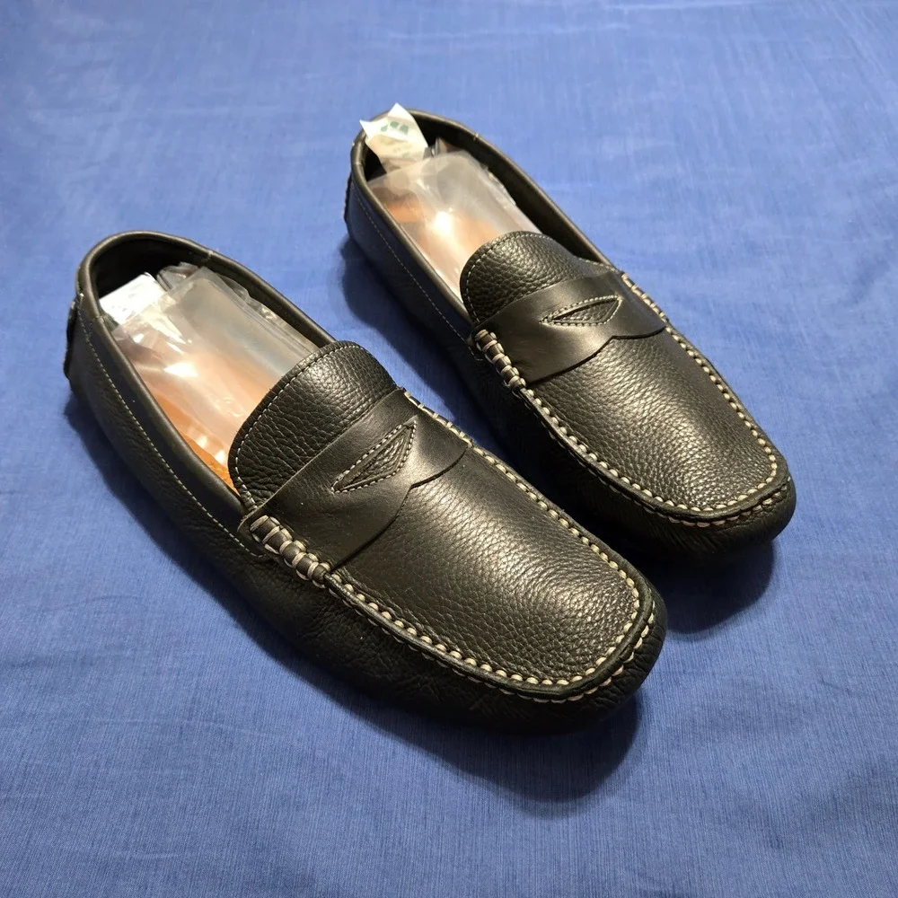 G.H. Bass Monte Penny Loafer Mens 12M Black Excellent Pebbled Leather Driver